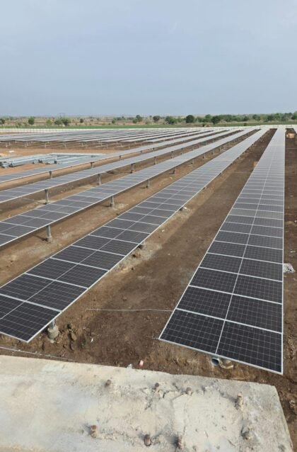 Ground mounted solar panel rows by Kamaxi Electricals