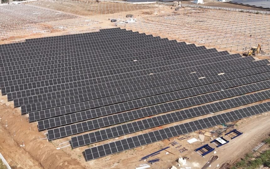 Solar plant aerial view by Kamaxi Electricals